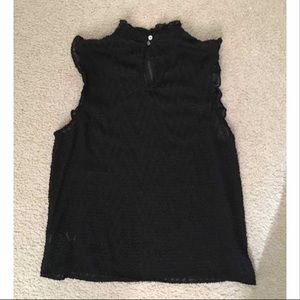 Forever21 Black Lace Sleeveless Ruffle Keyhole Top
